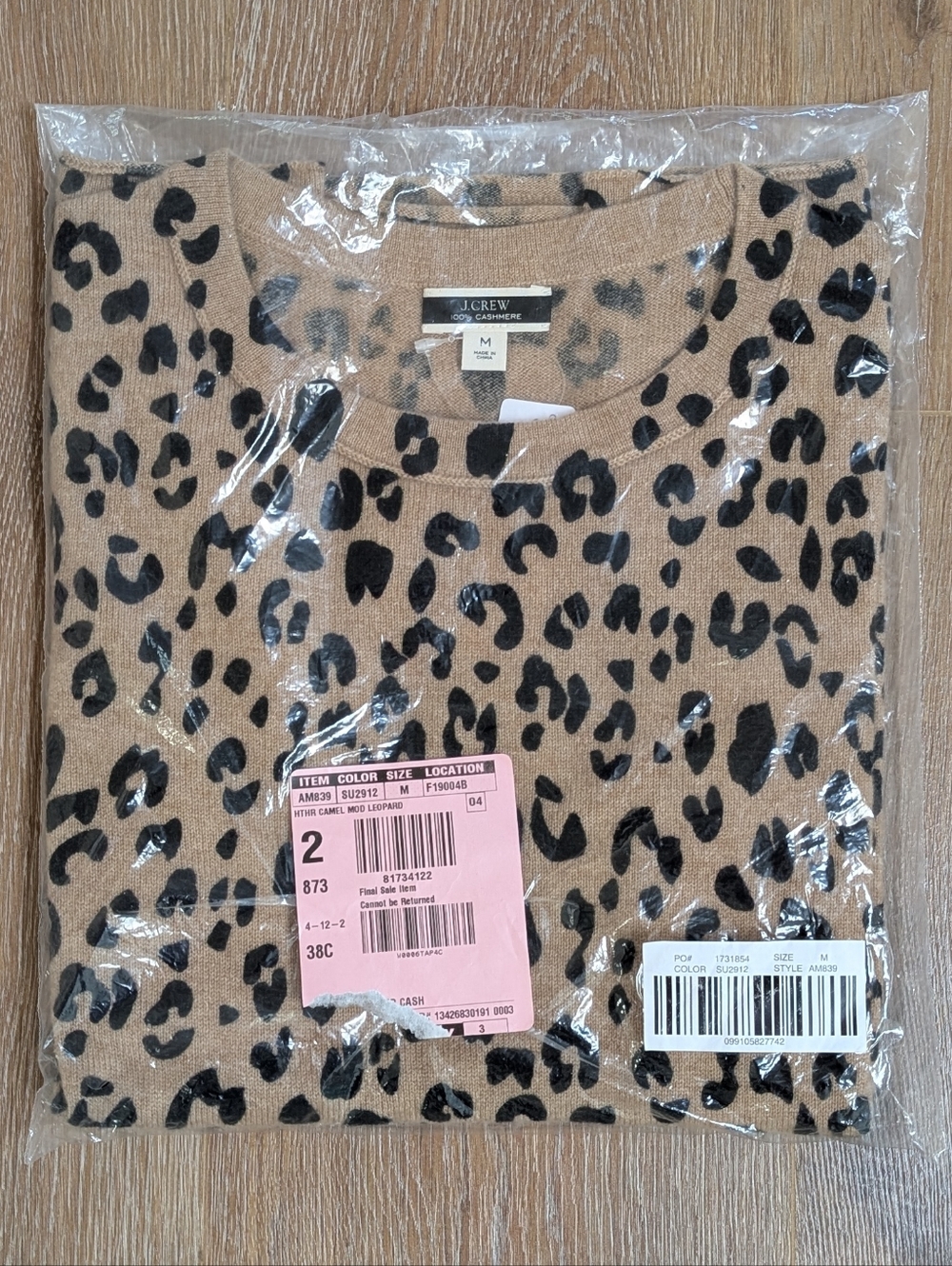 NWT J. Crew Short-Sleeve Cashmere T-shirt in Leopard - Picture 2 of 3